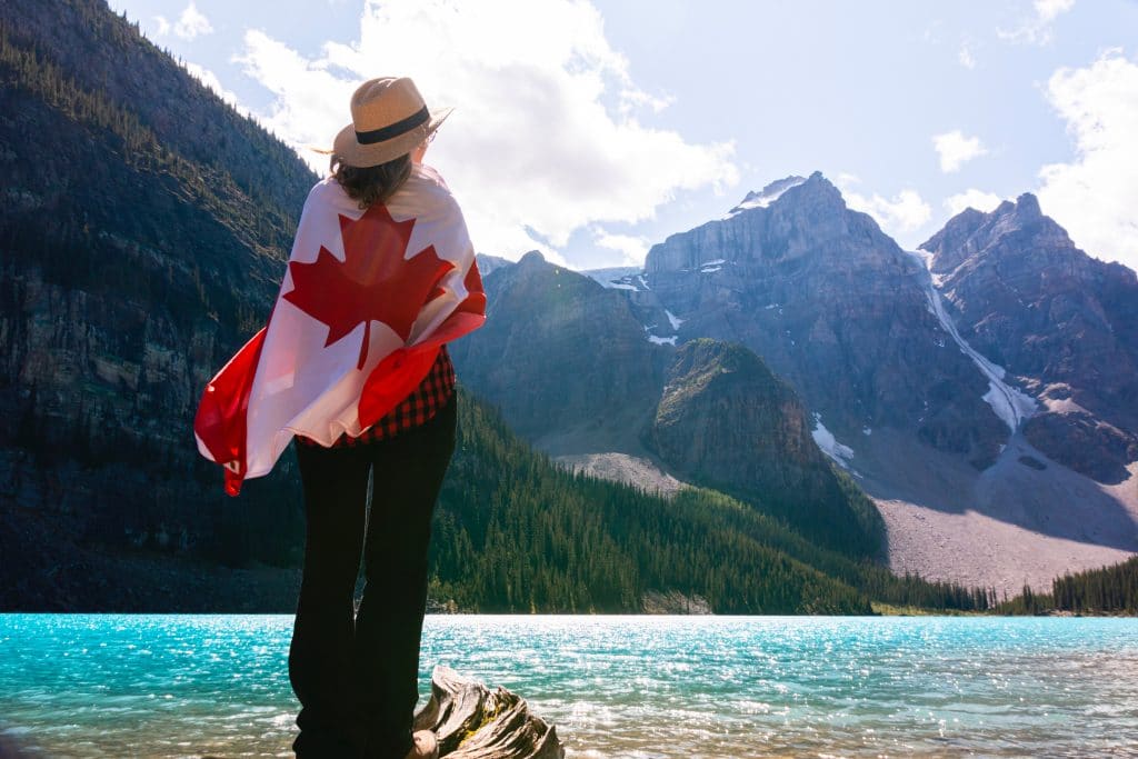 Canadian travellers looking over BC mountains