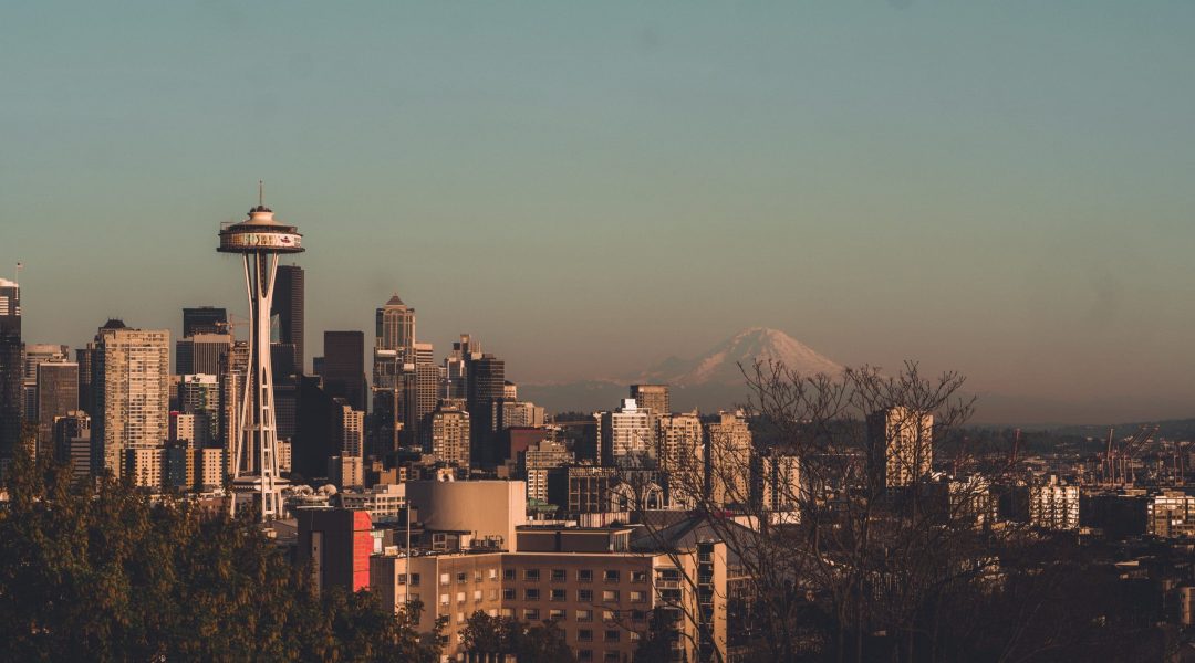 Seattle with snow capped rockies in the background as U.S. opens land border November 8